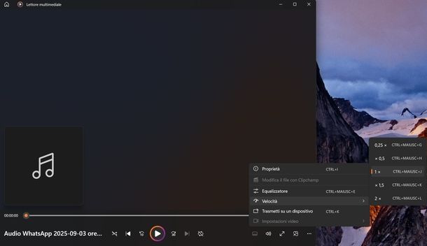 Velocizzare audio inoltrato WhatsApp Windows