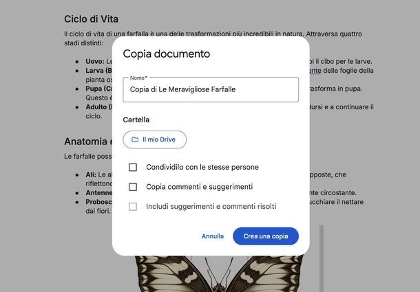 Creare copia documento Google online