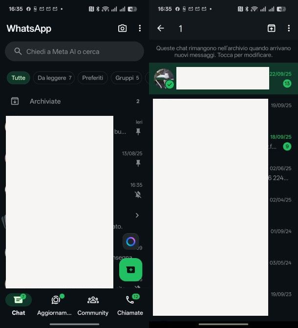 Chat archiviate WhatsApp