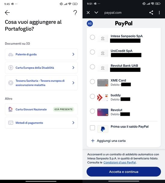 Inserire PayPal app IO Android