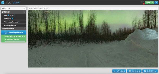 interfaccia Web app Marzipano