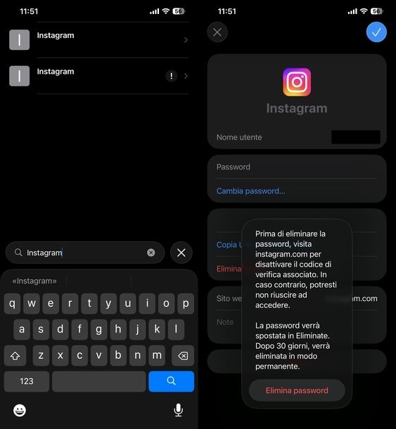 Cancellare dati accesso Instagram Safari iPhone