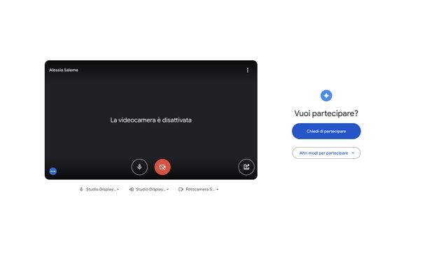 Inibire chiamata Google Meet Web