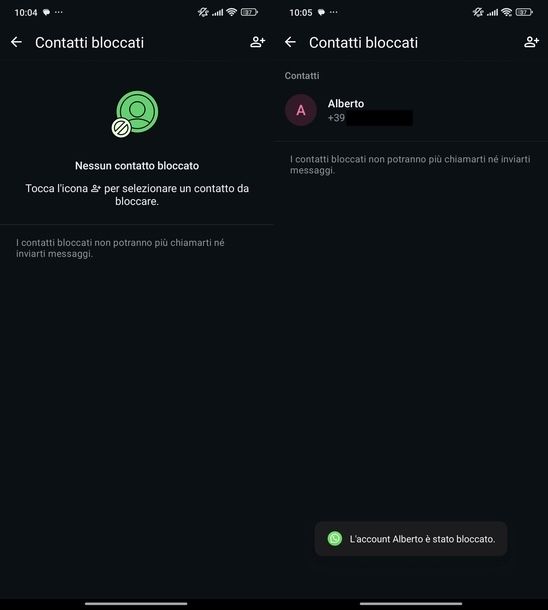 Bloccare numeri indesiderati WhatsApp Android