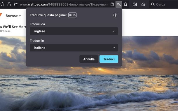 Tradurre storie su wattpad Mozilla Firefox PC