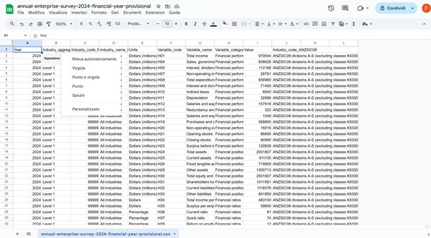 fogli di google csv