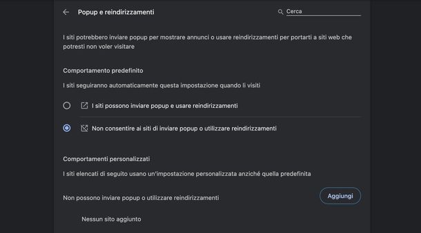 Disattivare popup Google Chrome Windows