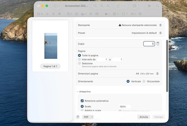 Aggiungere stampante PDF su Mac