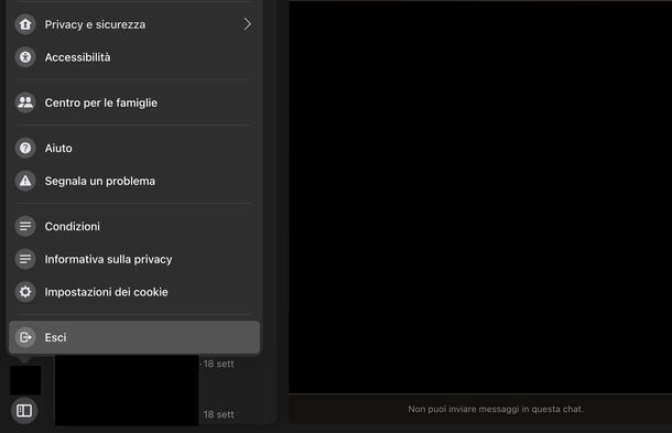 Uscire da dispositivo in uso Messenger Web