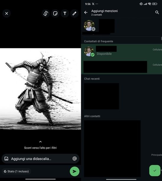 Taggare WhatsApp Stato Android