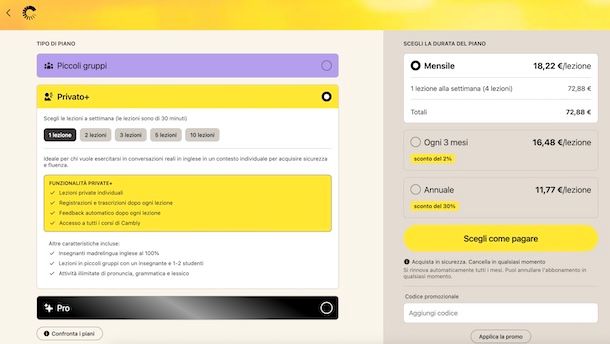 Abbonamento Cambly