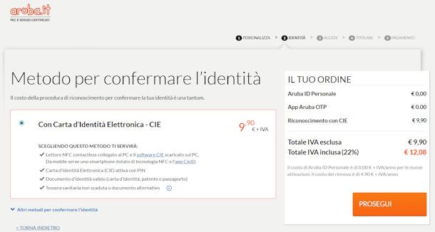 Aruba SPID con CIE