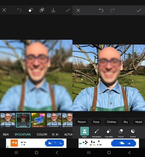 come sfocare la faccia in una foto su instagram