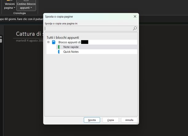 Recuperare note cancellate OneNote Windows