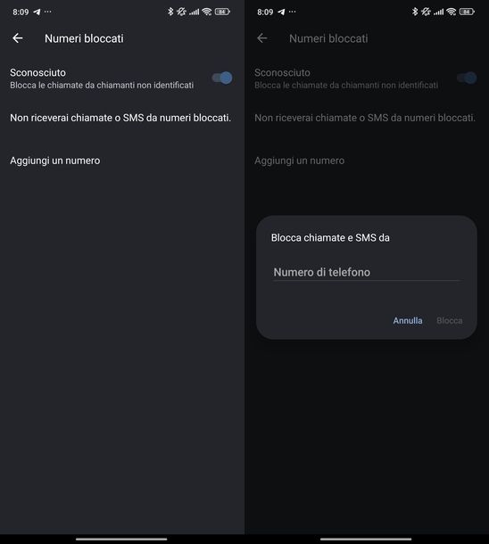 Inibire chiamata Contatti Android