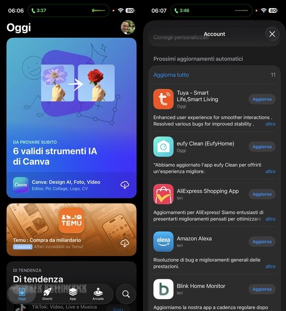 Aggiornare app Telegram iOS