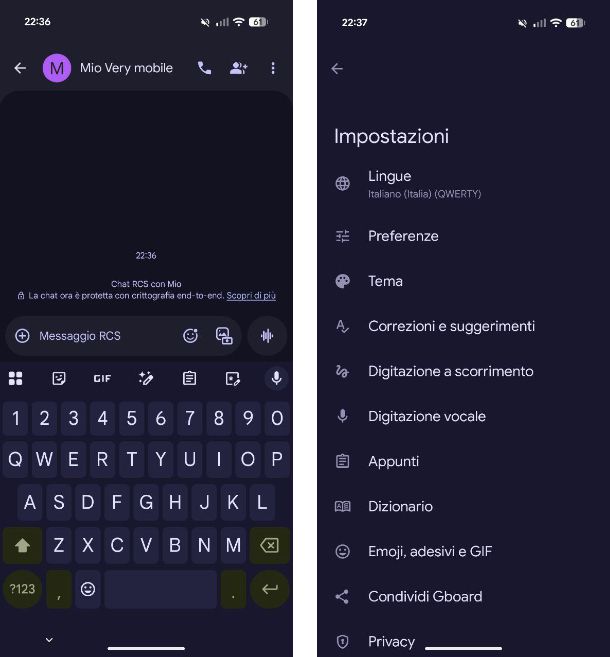 Tastiera virtuale Android