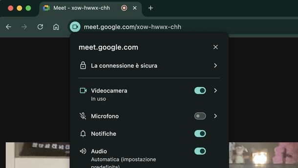 Disattivare microfono Google Meet Web