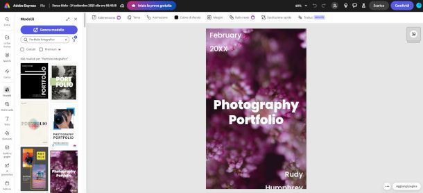interfaccia Adobe Express