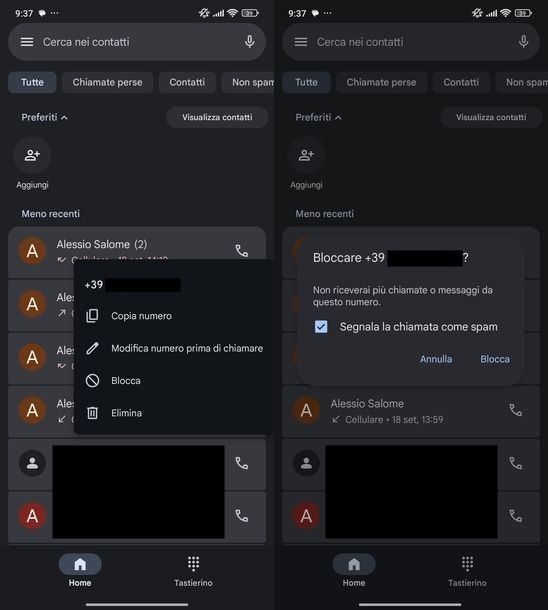 Bloccare numeri indesiderati Android