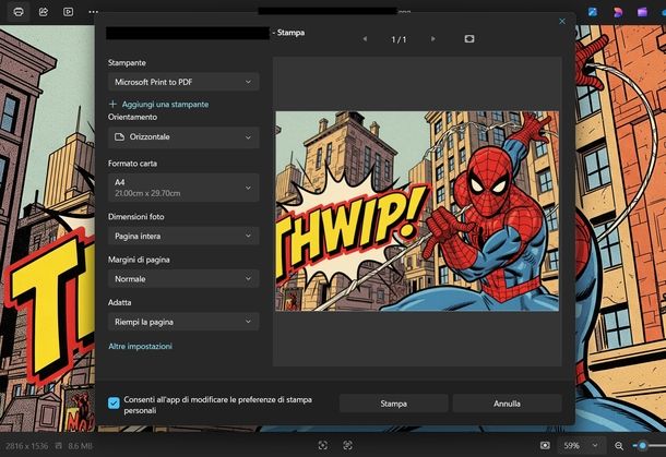 Creare PDF da foto Windows