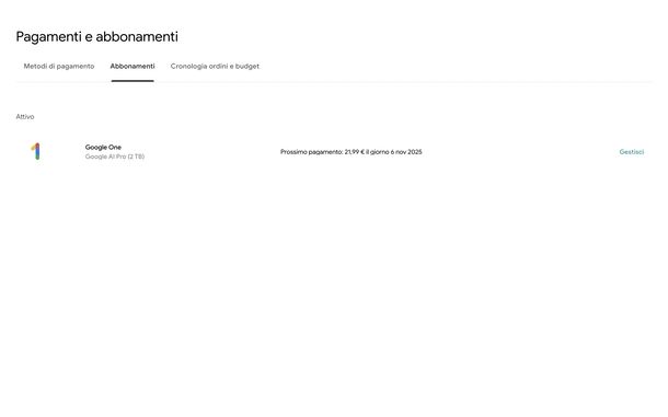 Vedere abbonamenti attivi Google Play Store Web