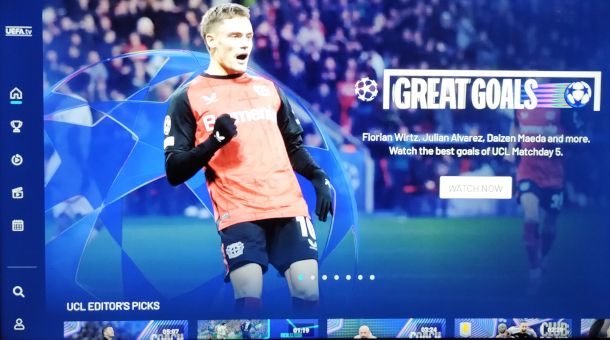 schermata app Uefa TV