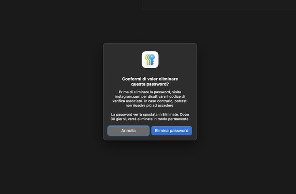 Cancellare dati accesso Instagram Safari Mac