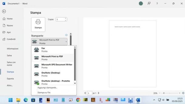 Funzione stampa PDF Windows
