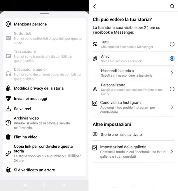 Come modificare privacy storie Facebook