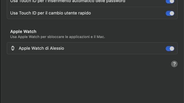 Sbloccare MacBook con Apple Watch