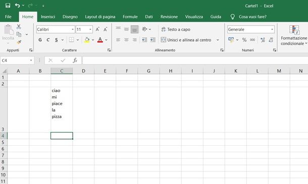 excel due righe