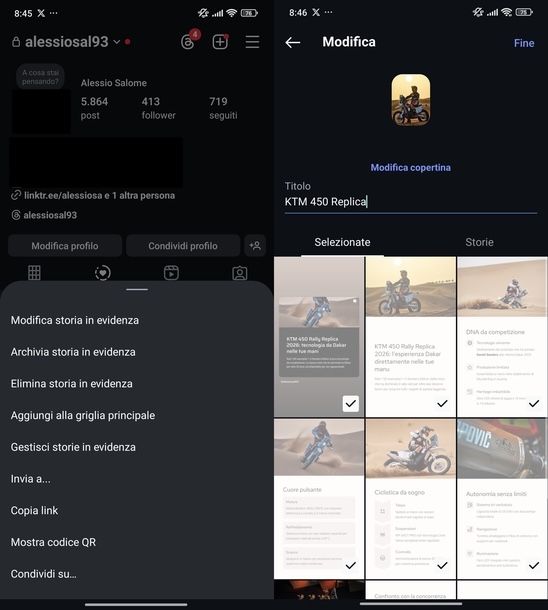 Cambiare nome storia in evidenza Instagram Android