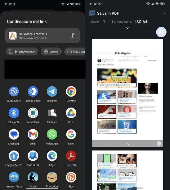 Stampante virtuale Android