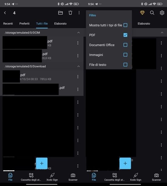 Cancellare PDF Xodo PDF Reader Editor Android