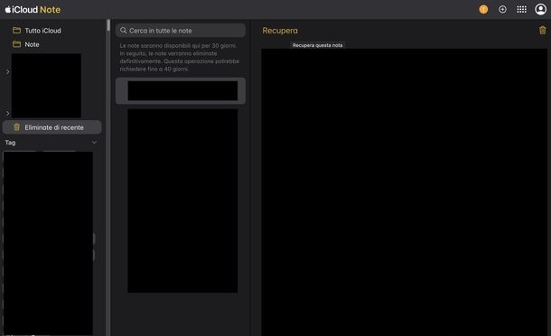 Recuperare note cancellate iCloud Note