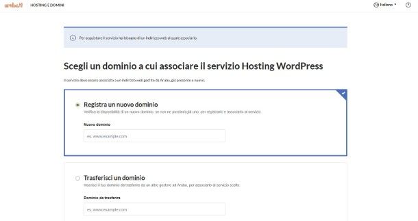 Hosting WordPress Aruba