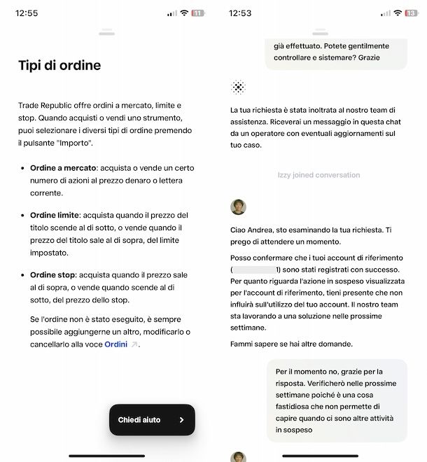 Chat su Trade Republic