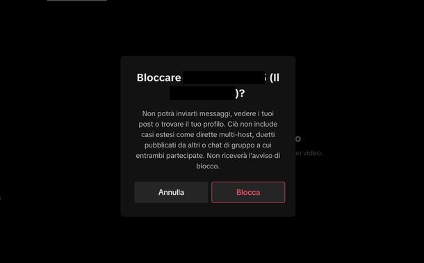 Bloccare account TikTok Web