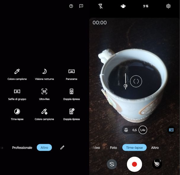 schermate funzione time-lapse Android