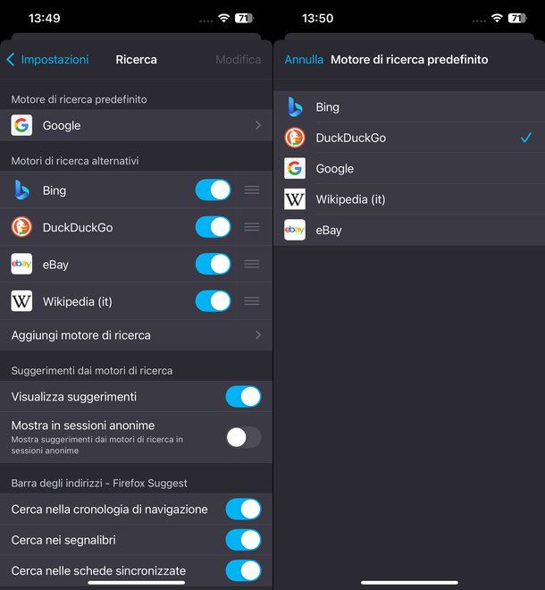 Come impostare DuckDuckGo su Firefox per iOS