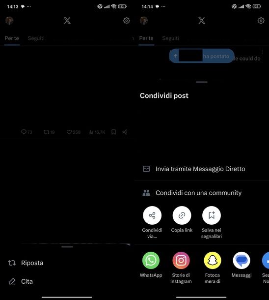 Ripostare un post X Android