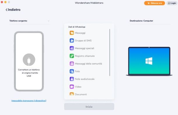 Backup WhatsApp su MobileTrans