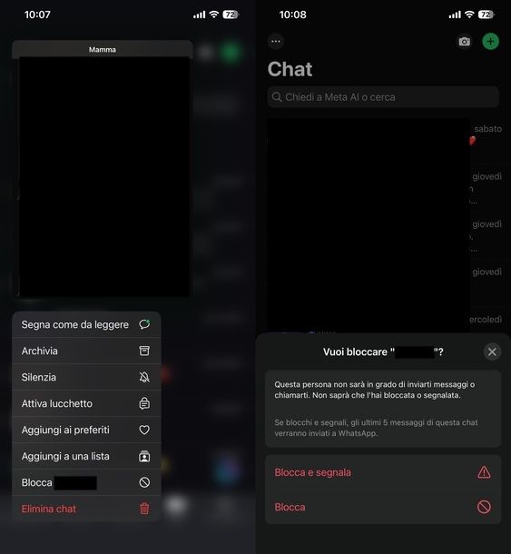 Bloccare numeri indesiderati WhatsApp iPhone