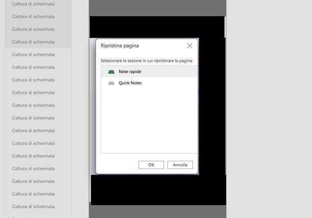 Recuperare note cancellate OneNote Online