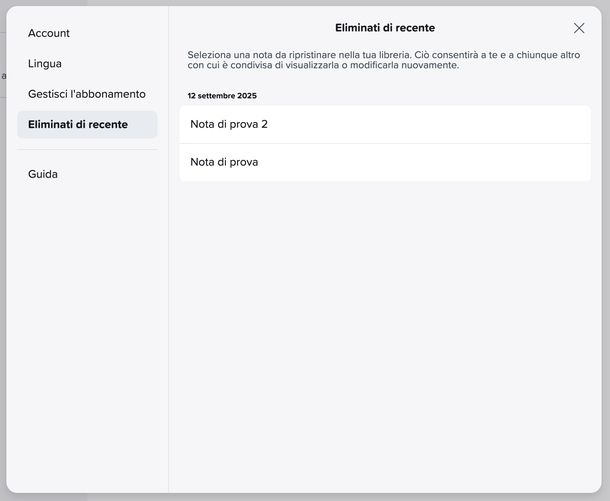 Recuperare note cancellate Notability Web