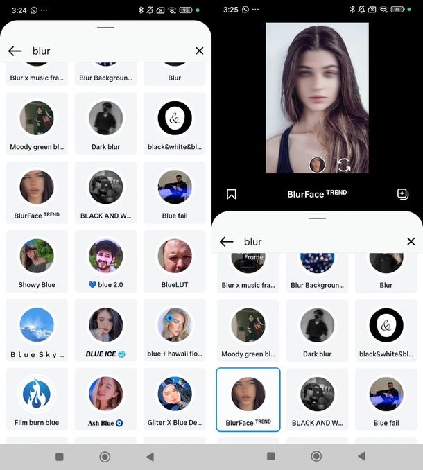 come sfocare la faccia su una storia Instagram 