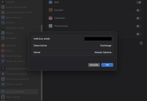 Cambiare nome account Microsoft macOS