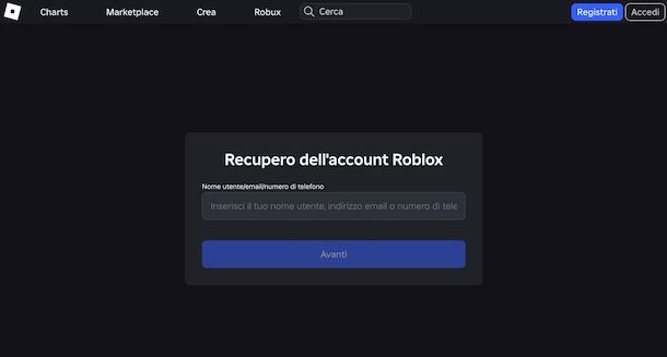 Recuperare account Roblox senza password