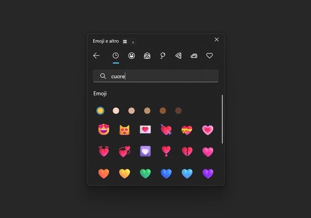 Fare emoticon cuore Windows